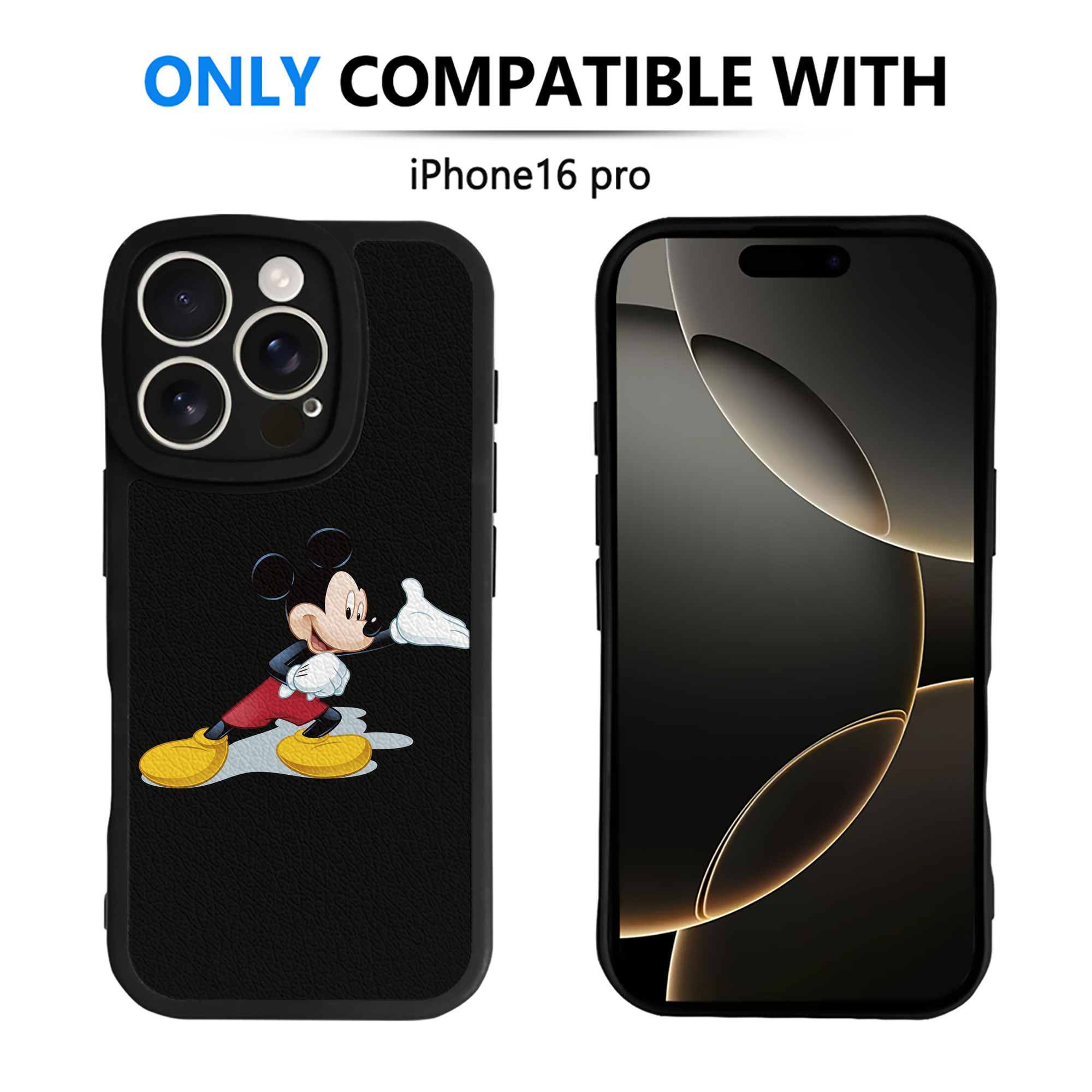 （画像用） ミッキーマウス Mickey Mouse 【iPhone 16シリーズ対応】シリコンスマホケース（レザー調） 材質：シリコン